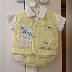 Vintage Baby Boy Outfit - Newborn to 13 lbs